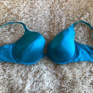 Teal Satin Maidenform Bra 36D